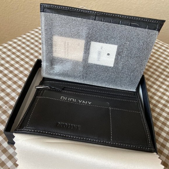 DUOLYNX Men's Black Bifold Leather Wallet Purse Cards Holder Organizer (New) - Picture 3 of 8